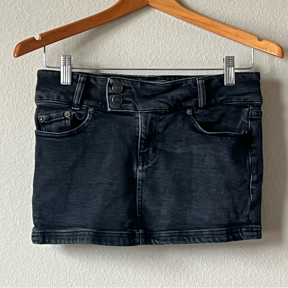 Motel Black Denim Micro Mini Skirt Grunge Festival